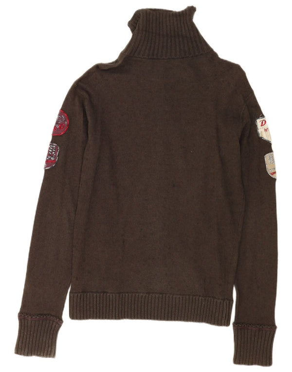 Diesel Homme Cardigan Graphique Pull Large Kaki Coton