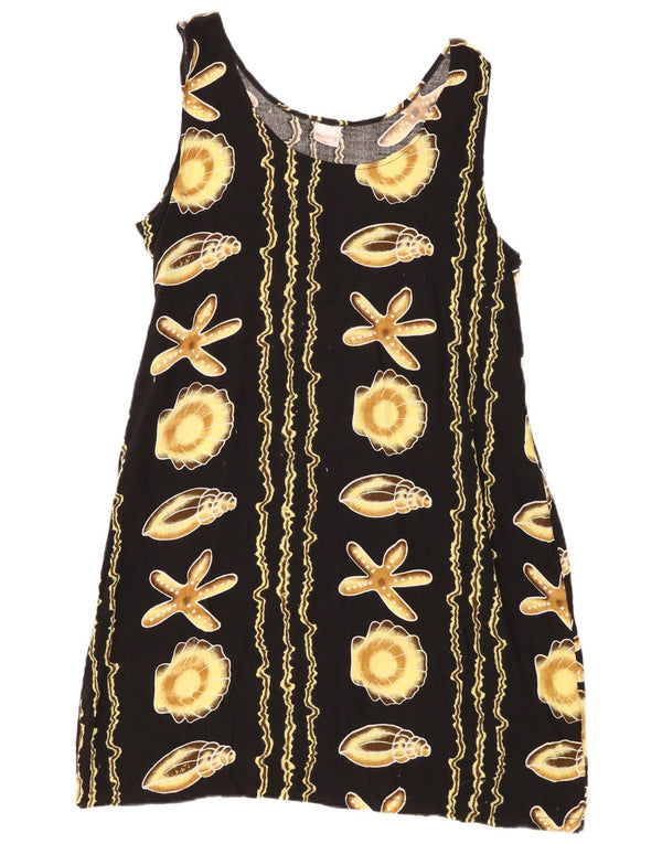 Robe fourreau sans manches à motif abstrait vintage pour femmes UK 18 XL Noir