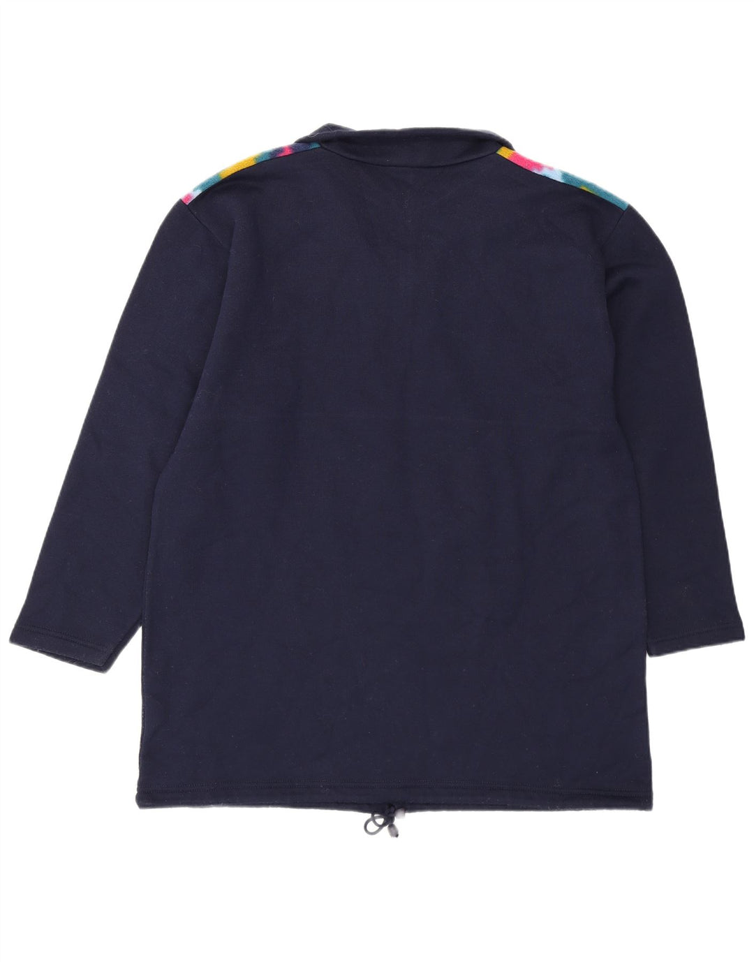 vintage Mens Zip Neck Pull Survêtement Top Grand Bleu Marine Géométrique