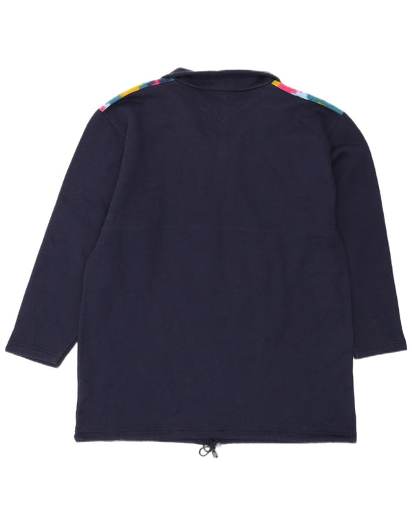 vintage Mens Zip Neck Pull Survêtement Top Grand Bleu Marine Géométrique
