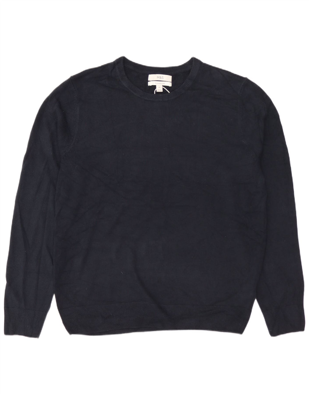 MARKS & SPENCER Pull col rond pour homme en acrylique bleu marine Taille L