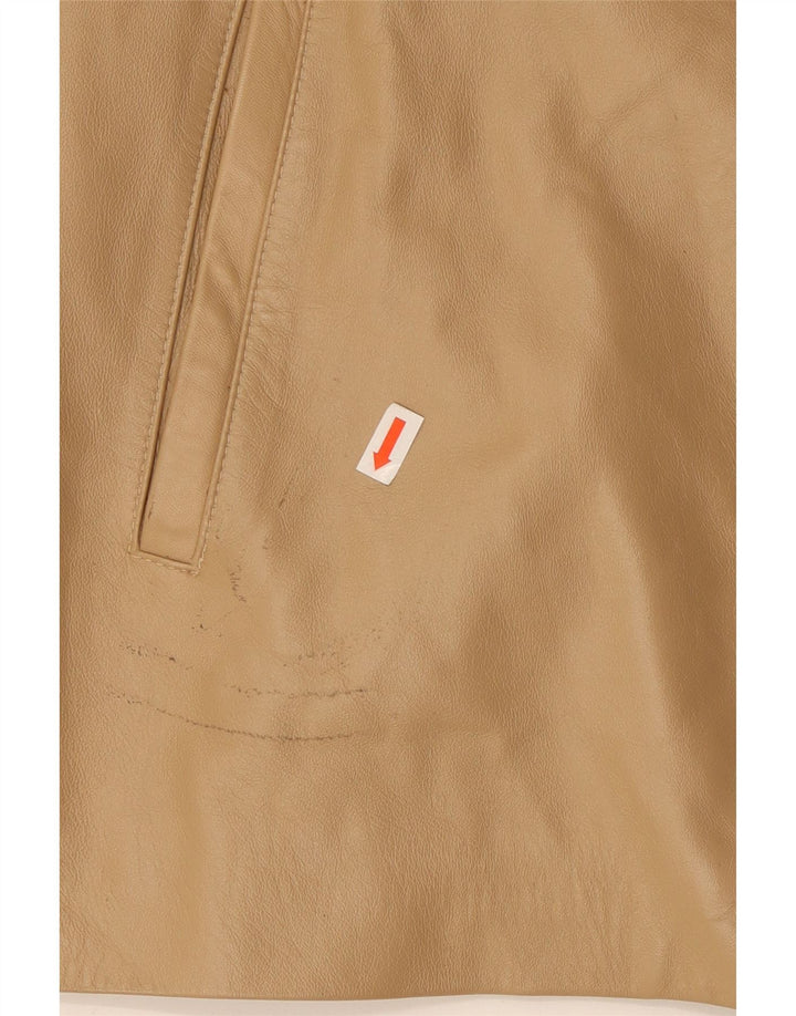 veste en cuir femme vintage UK 16 Grand Beige