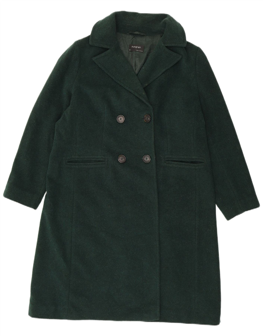 Marks & Spencer Manteau croisé pour femme UK 20 2XL Laine verte