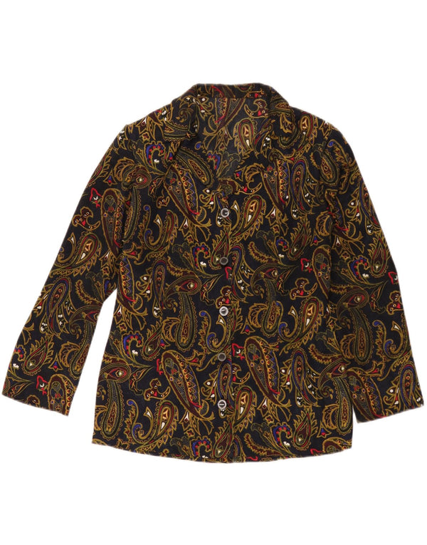 vintage Femme 5 Bouton Blazer Veste UK 12 Moyen Bleu Marine Paisley