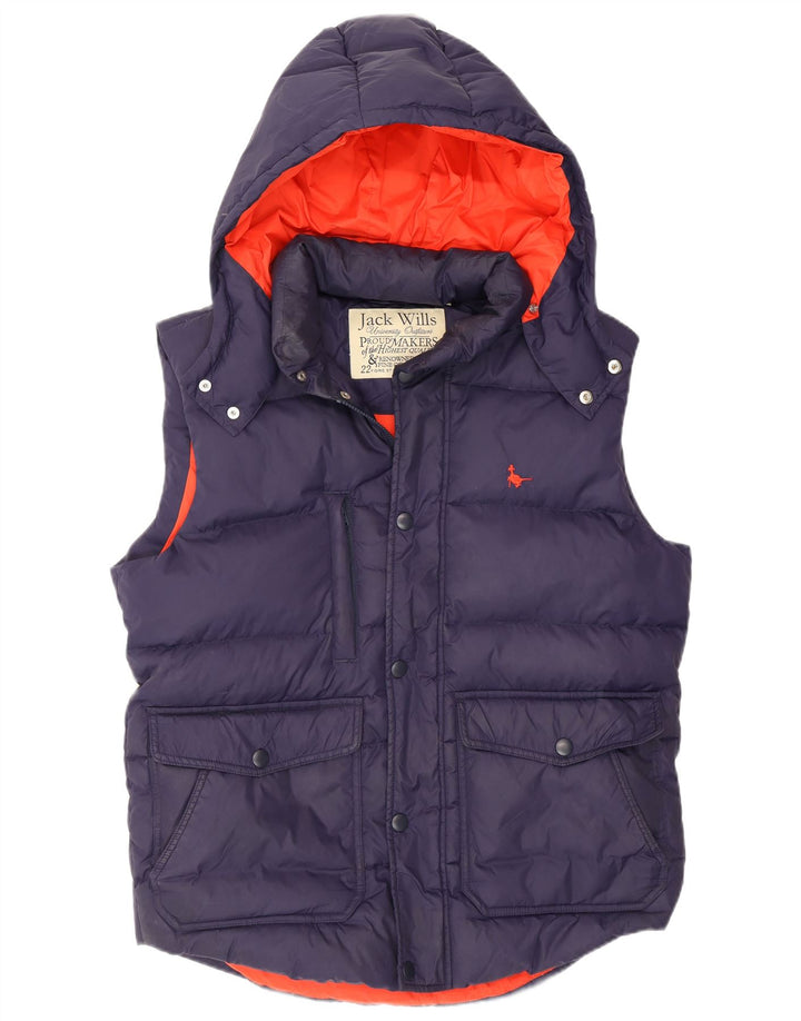 Jack Wills Gilet rembourré à capuche pour homme UK 38 Bleu marine moyen Polyester