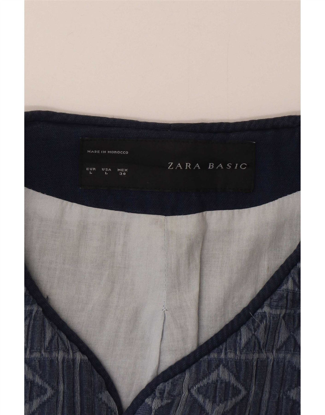 Zara Womens Open Overcoat UK 16 Large Bleu Marine Géométrique Coton