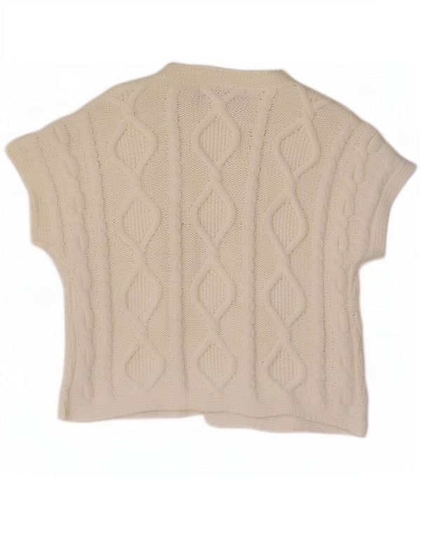 Zara Cardigan à manches courtes pour femme en coton blanc cassé moyen UK 14