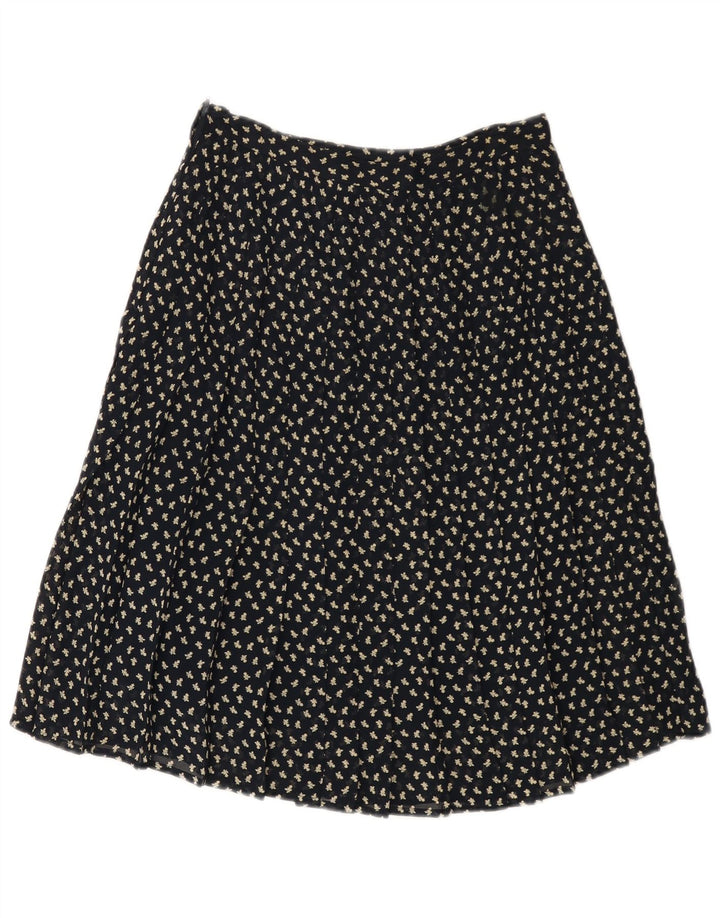 VINTAGE Jupe trapèze taille haute femme IT 44 Medium W26 Bleu Marine Floral