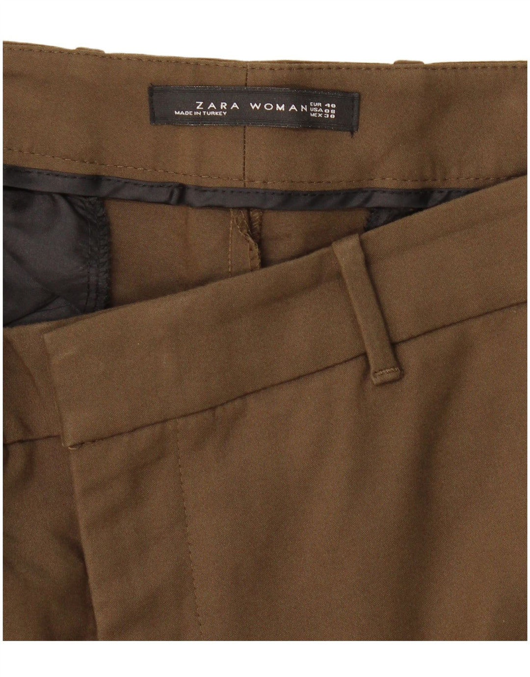 Pantalon Chino Slim Femme Zara EU 40 Medium W30 L28 Kaki