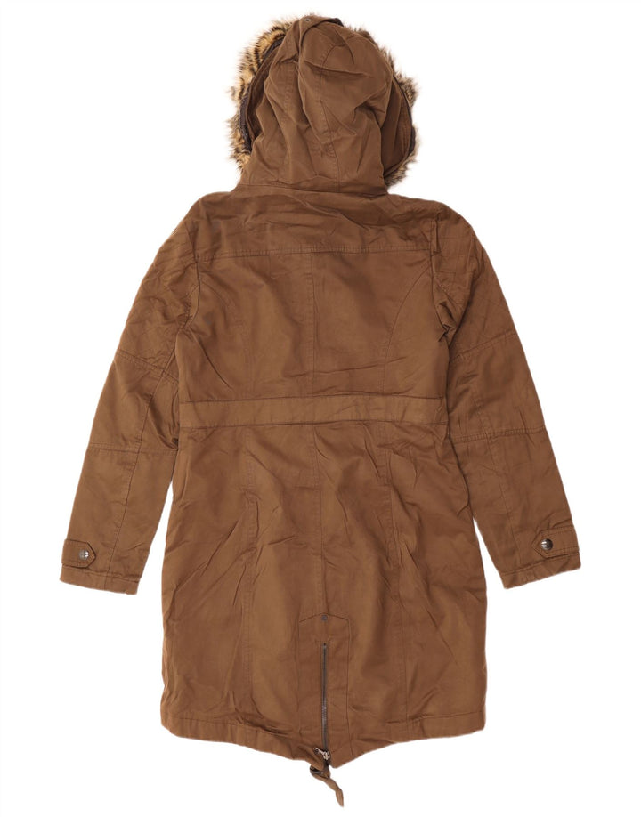 CALVIN KLEIN JEANS Veste parka à capuche surdimensionnée pour femme UK 10 Small Marron