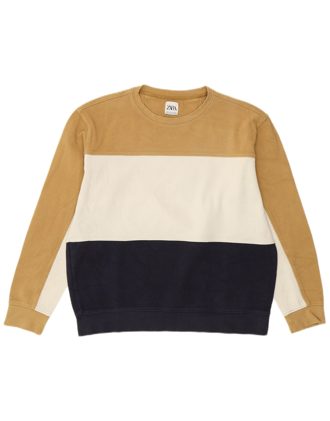 Zara Pull-over pour hommes en coton color block beige grand