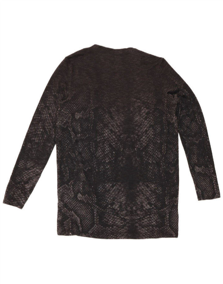 DESIGUAL Pull Cardigan Ouvert pour Femme UK 12 Gris Moyen Imprimé Animal