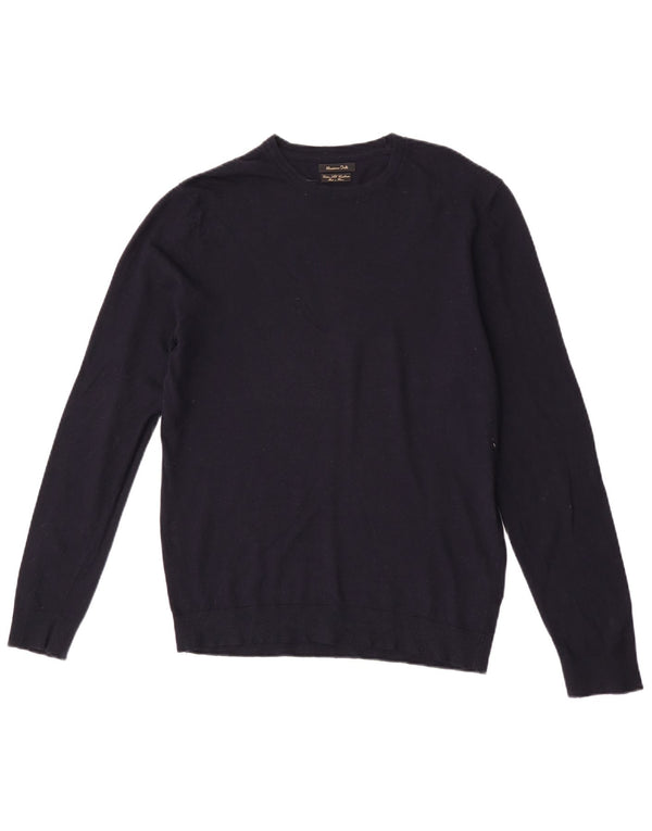 Massimo Dutti Pull col rond homme en coton bleu marine moyen