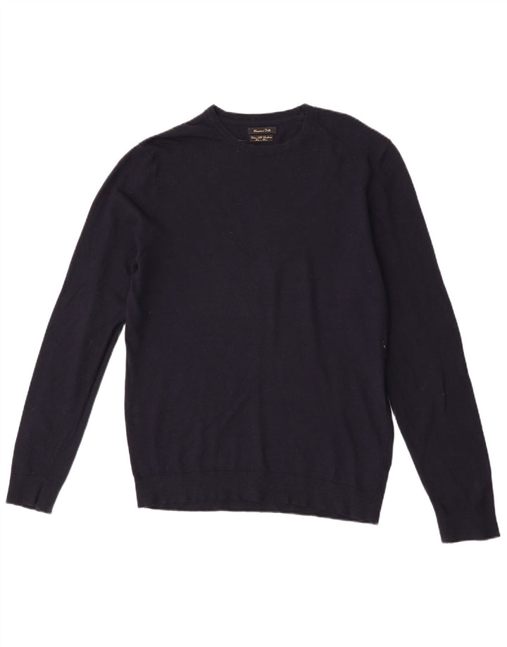 Massimo Dutti Pull col rond homme en coton bleu marine moyen