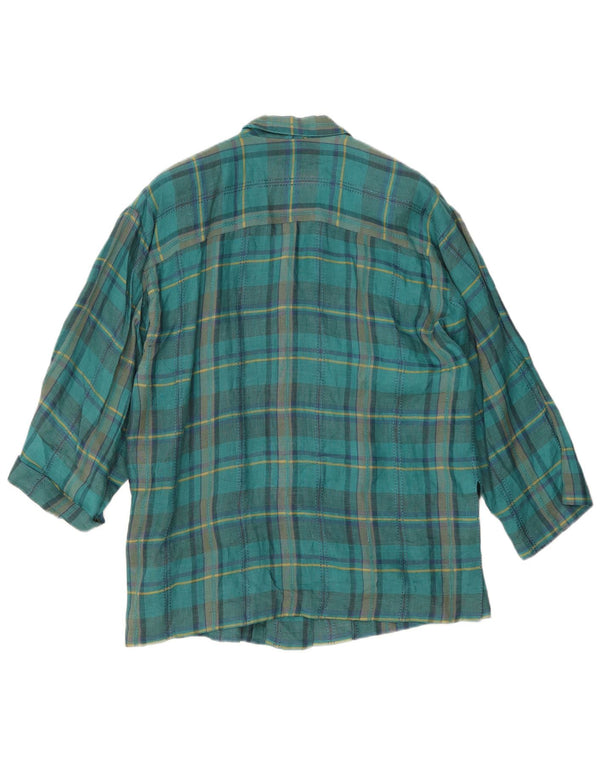 vintage Femme 3 Bouton Blazer Veste EU 44 XL Blue Check