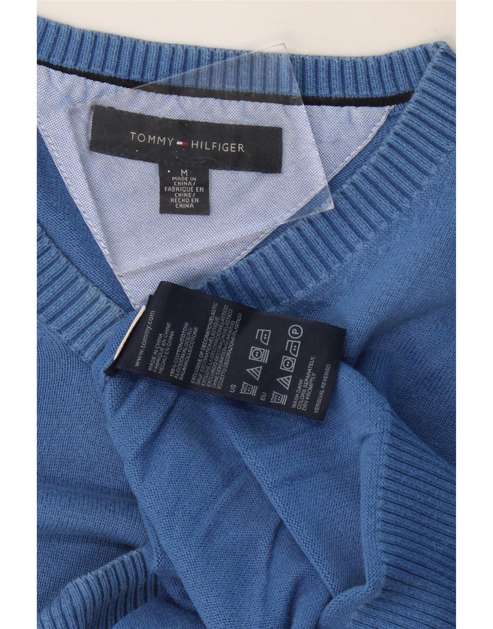 TOMMY HILFIGER Pull Col V Homme Bleu Moyen Coton