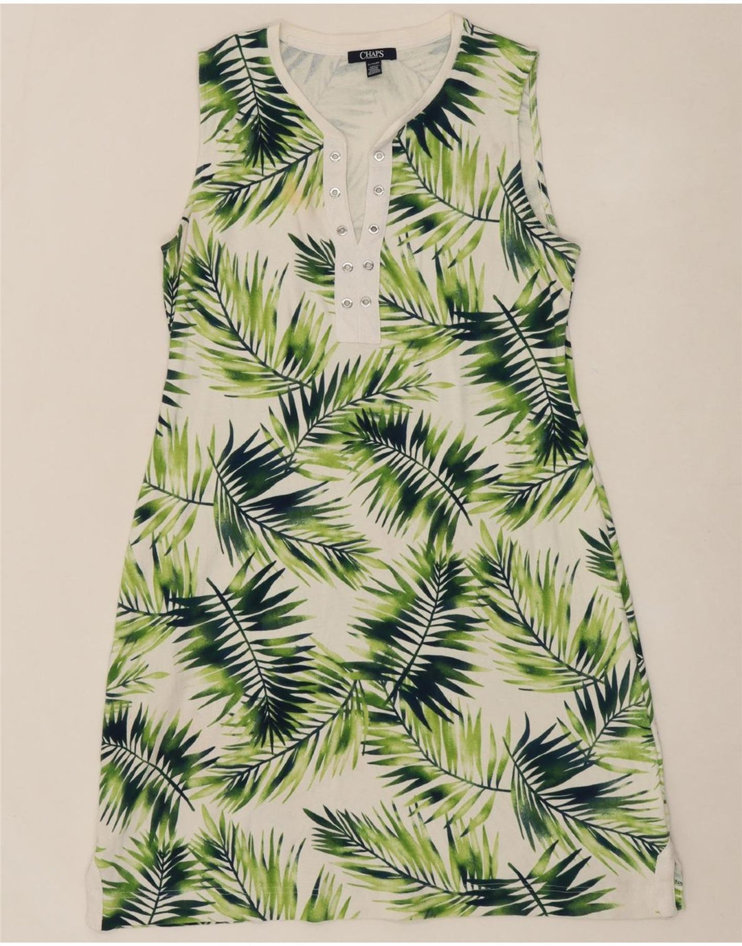 CHAPS Womens Abstract Pattern Sleeveless A-Line Dress UK 18 XL Green Vintage Chaps and Second-Hand Chaps from Messina Hembry 