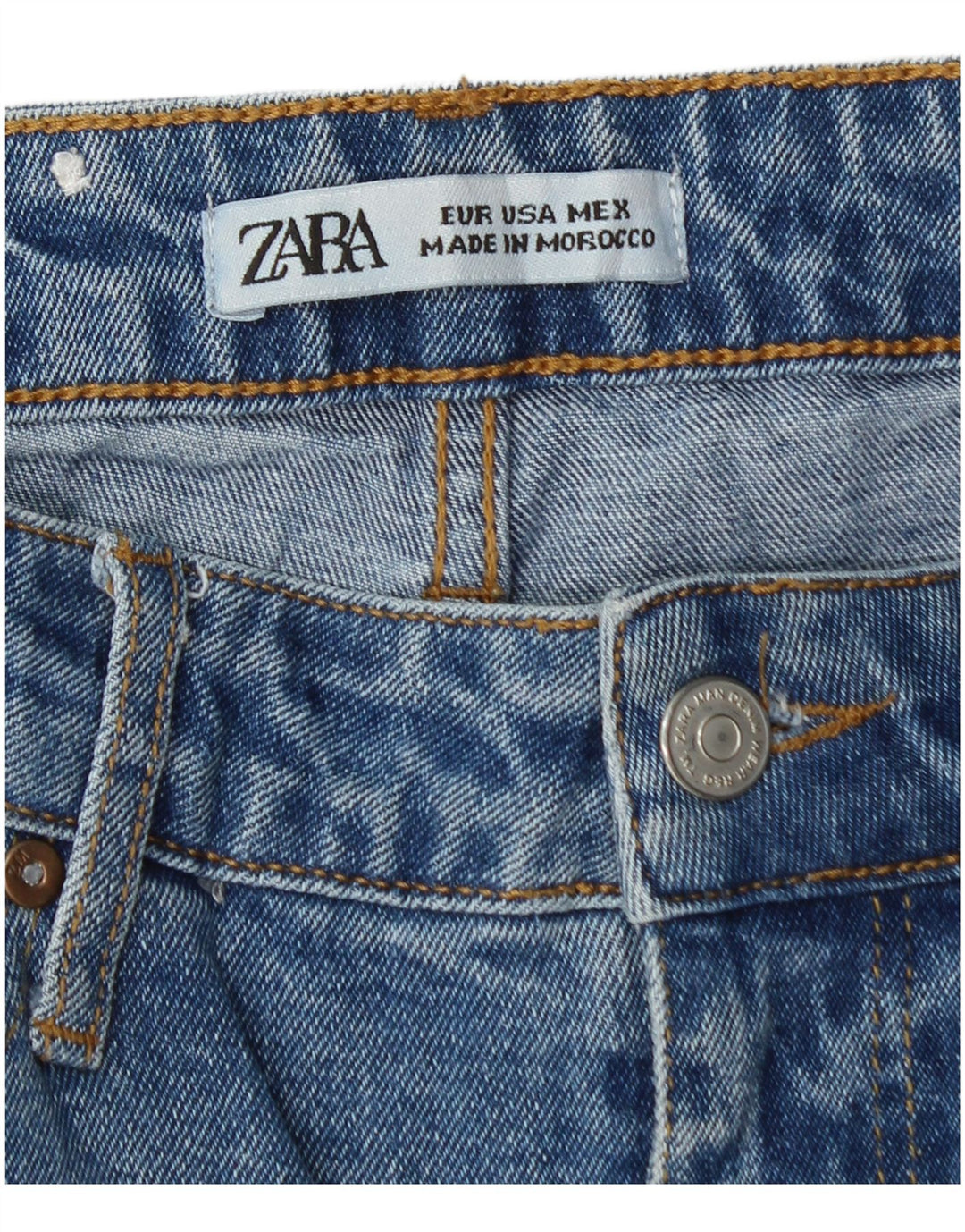 Zara Femme Jean Slim Effet Déchiré W33 L28 Bleu