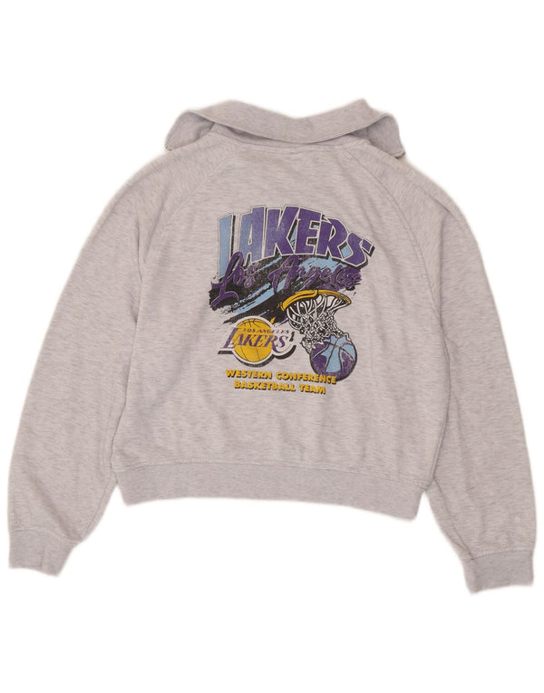 NBA Lakers Graphic Sweat-shirt à col zippé pour femme UK 10/12 Petit Gris