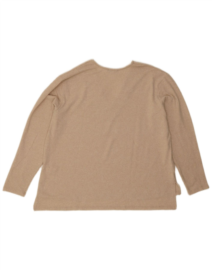 Zara Pull col V pour femme UK 16 Large Beige Polyester