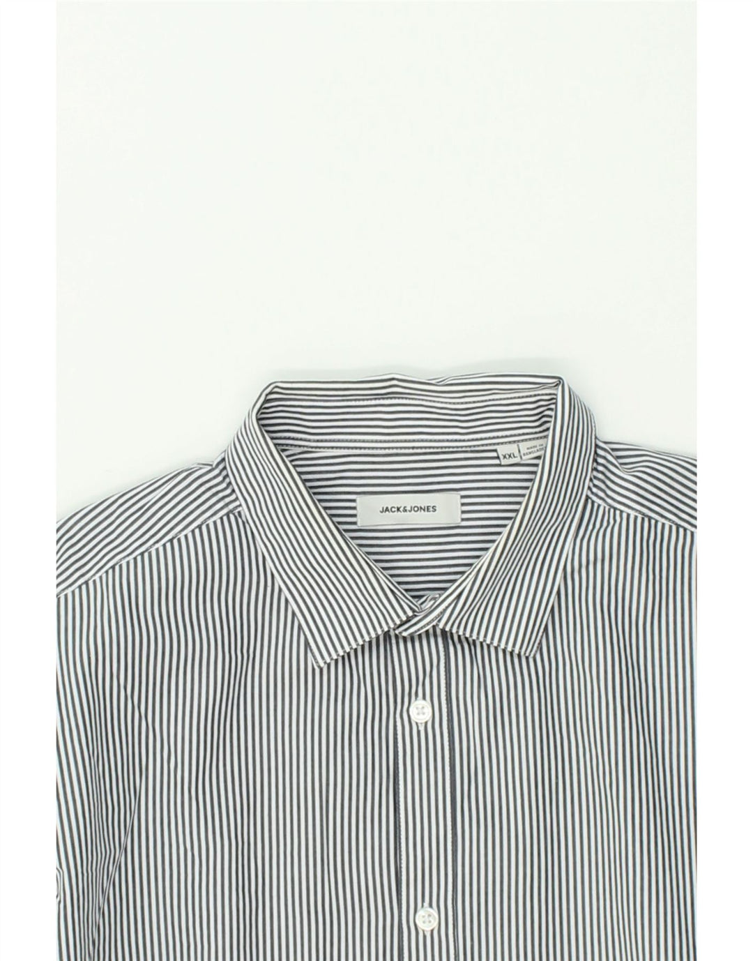 JACK & JONES Mens Slim Shirt 2XL Grey Striped Cotton | Vintage Jack & Jones | Thrift | Second-Hand Jack & Jones | Used Clothing | Messina Hembry 