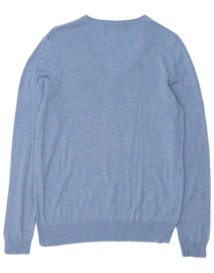 Marks & Spencer Pull col en V pour femme UK 14 Bleu moyen