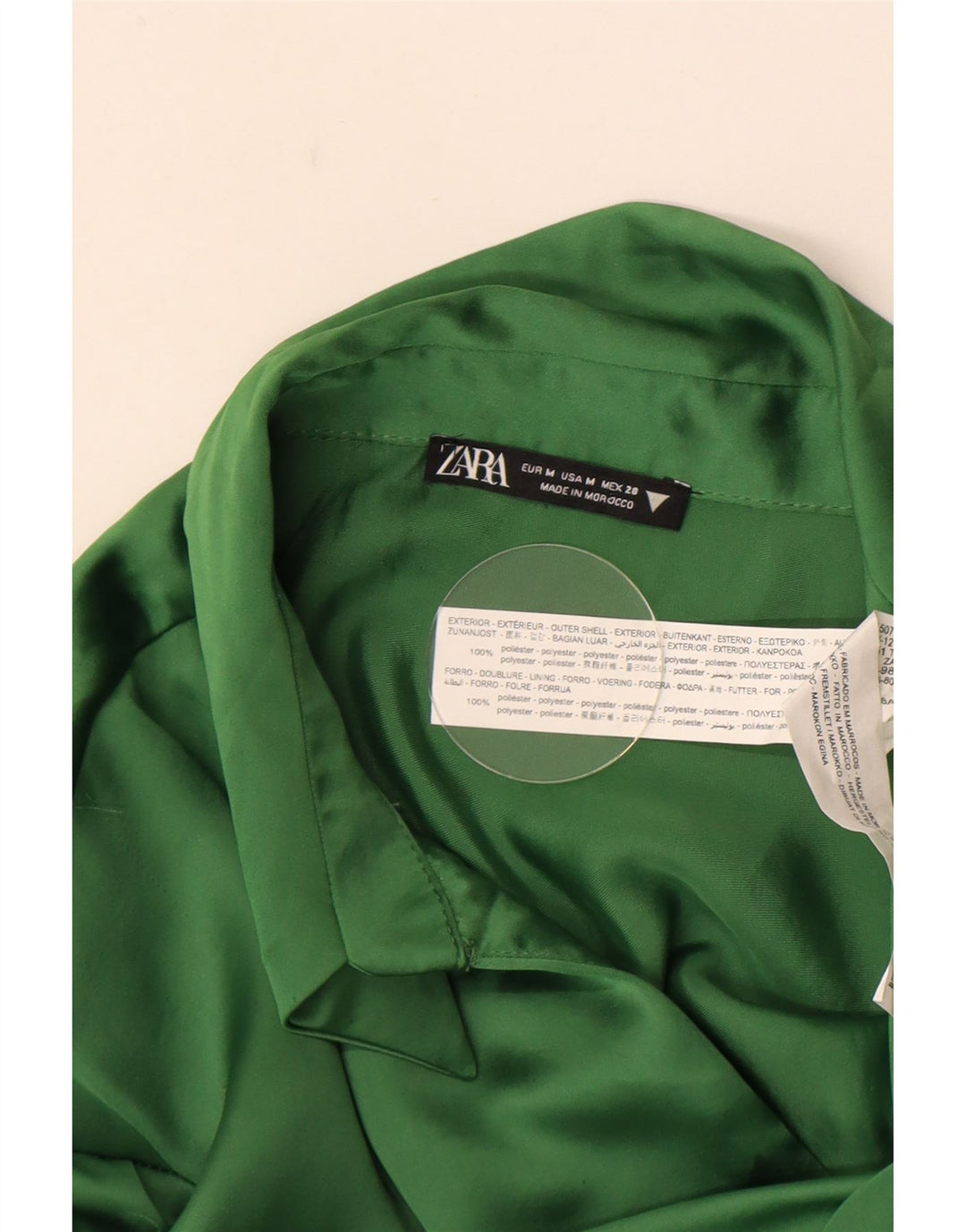 Zara Robe chemise à manches longues pour femme UK 12 Polyester vert moyen