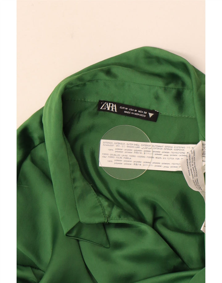 Zara Robe chemise à manches longues pour femme UK 12 Polyester vert moyen