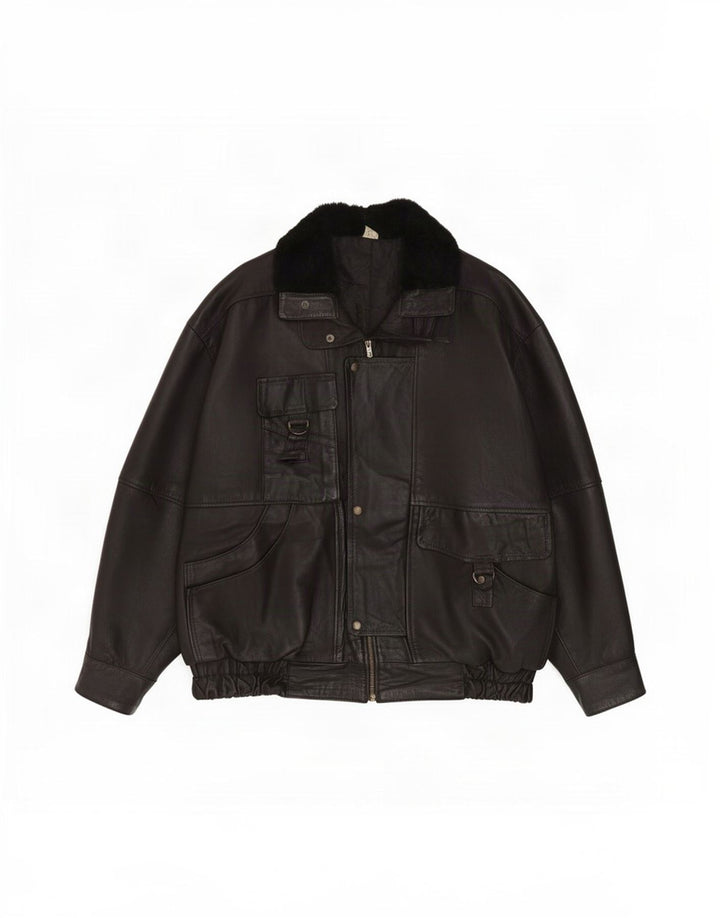 veste en cuir homme vintage IT 52 XL Noir