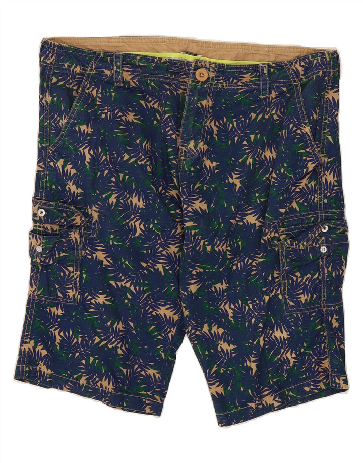 COAST Mens Abstract Pattern Cargo Shorts XL W38 Navy Blue Vintage Coast and Second-Hand Coast from Messina Hembry 