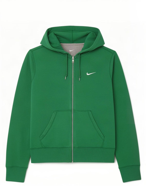 Nike Pull à capuche zippé en coton vert moyen pour homme