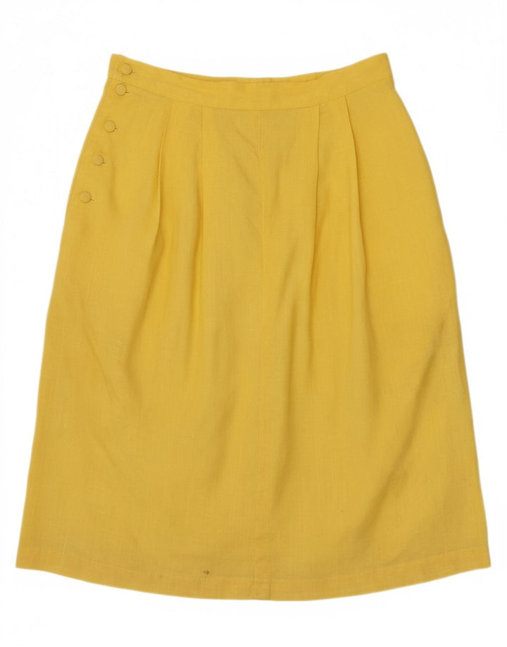 VINTAGE Womens Straight Skirt W23 2XS  Yellow