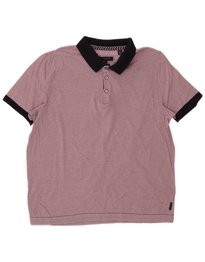 TED BAKER Polo homme taille 5 XL coton à fines rayures rose