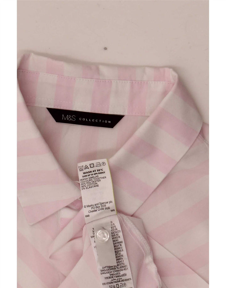 Marks & Spencer Chemise à manches courtes pour femme UK 12 Medium White Rayé