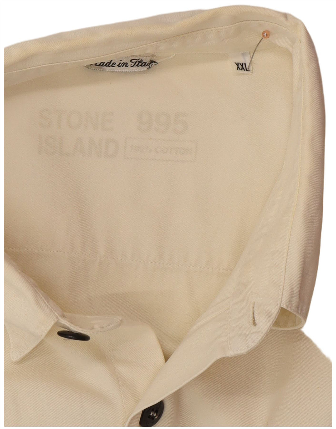 STONE ISLAND Chemise Homme 2XL Blanc Cassé Coton Classique