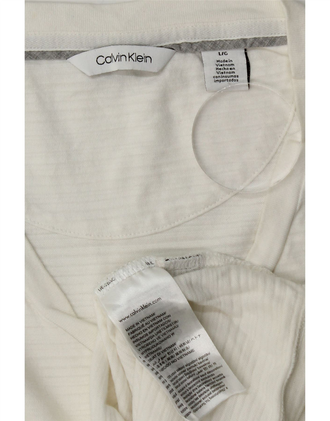 CALVIN KLEIN T-Shirt Homme Top Large Blanc Rayé Coton