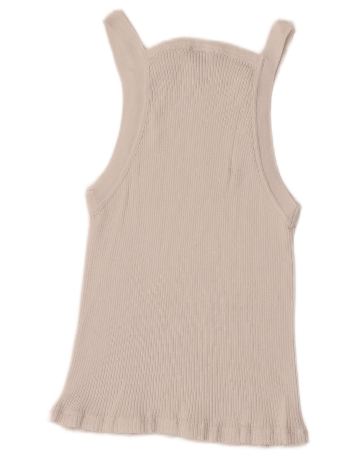 Massimo Dutti Débardeur court pour femme UK 14 Large Blanc