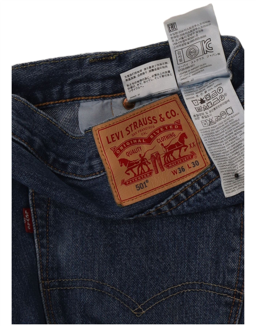 Levi's Jean Droit 501 Regular Fit Homme W36 L30 Bleu Coton