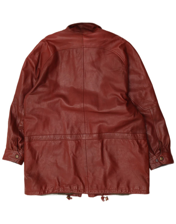 Kartel Manteau en cuir coupe ample pour homme UK 40 Large Marron Colourblock