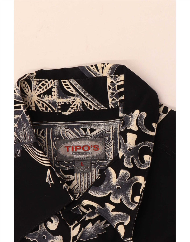 Tipo' S Chemise à manches courtes pour homme Large Noir Géométrique
