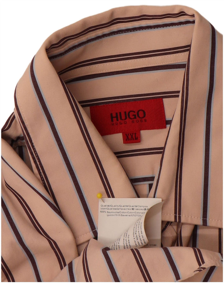 Hugo Boss Chemise Homme 2XL Coton Rayé Beige