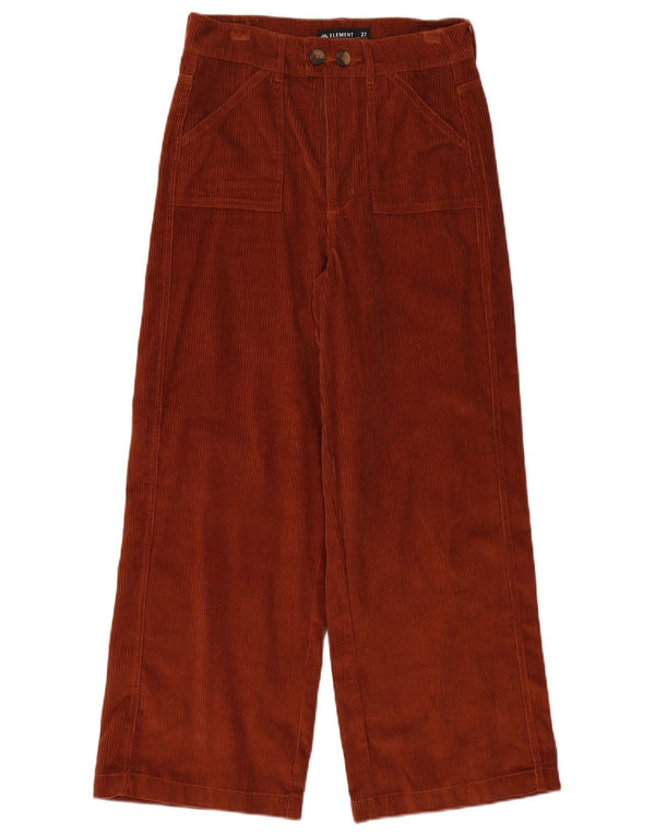 Element Pantalon taille haute en velours côtelé pour femme W27 L27 Marron Coton