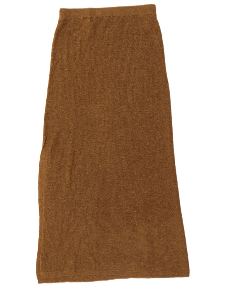 Zara Femme Jupe Maxi En Tricot Petit W26 Marron Polyamide