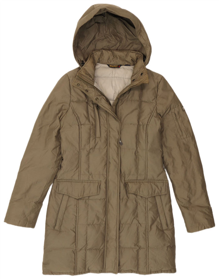 Woolrich Manteau rembourré à capuche pour femme UK 44 Medium Kaki Coton