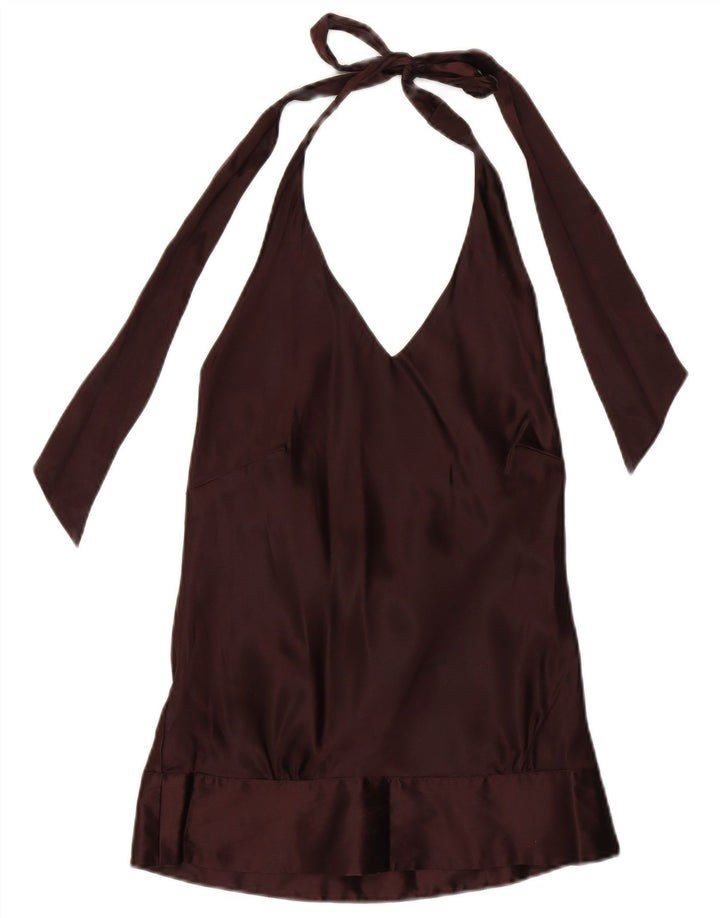 COAST Haut dos nu pour femme UK 10 Petite soie marron
