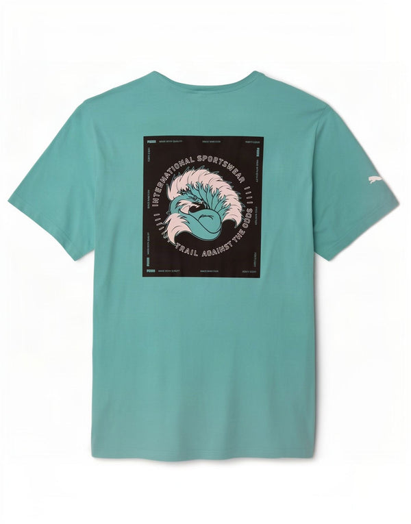 Puma T-Shirt Graphique Top XL Homme Turquoise Coton