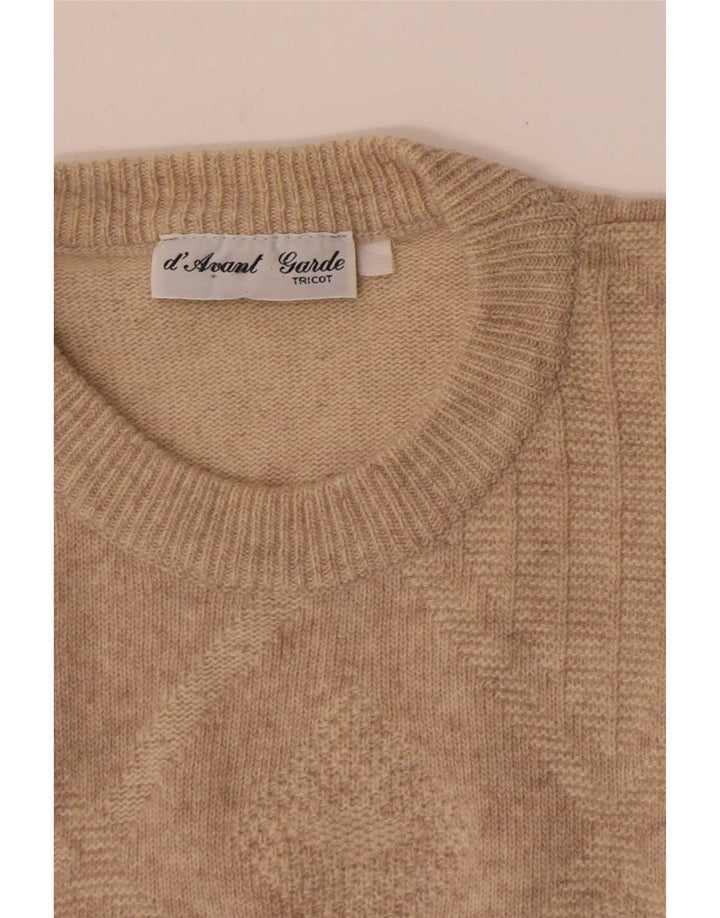 Avant Garde Pull à col rond pour homme Beige moyen Argyle/Diamant