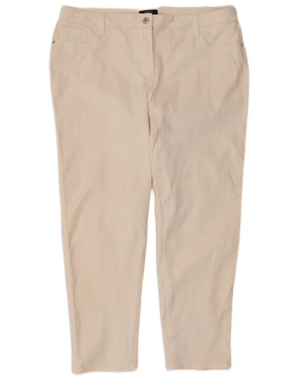 M&Co Womens Tapered Casual Trousers UK 18 XL W36 L25 White Cotton