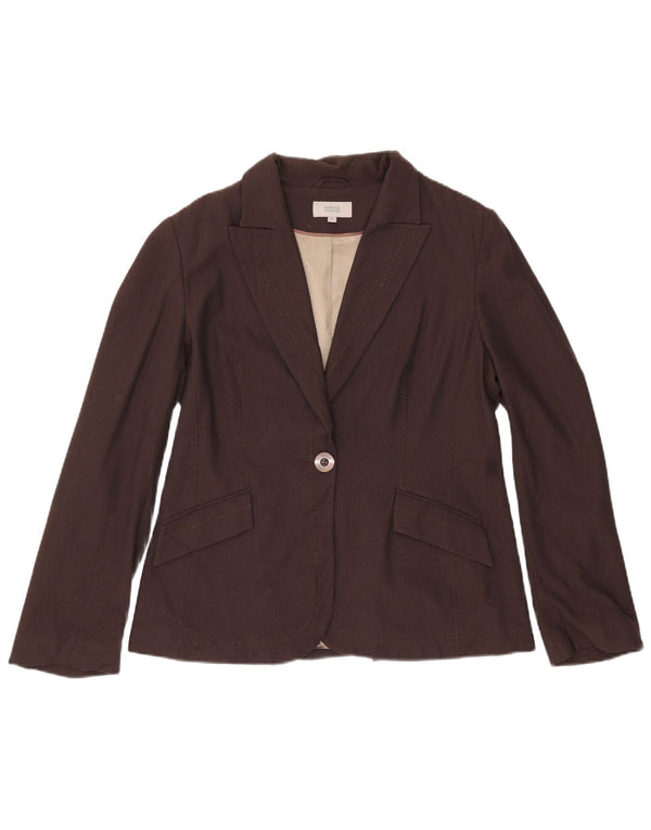 Marks & Spencer Veste blazer à 1 bouton pour femme UK 14 Marron moyen