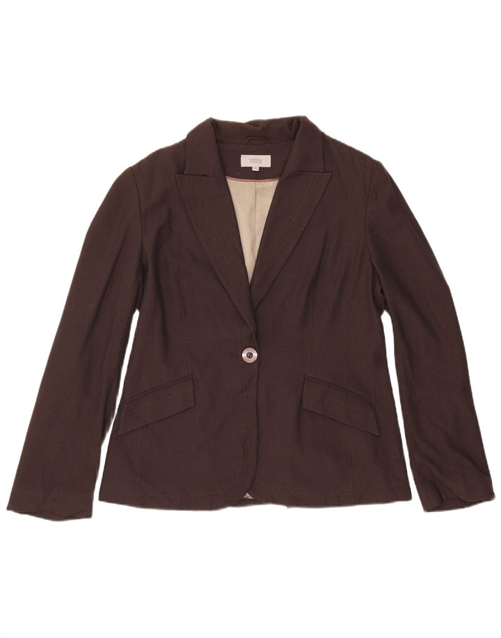 Marks & Spencer Veste blazer à 1 bouton pour femme UK 14 Marron moyen